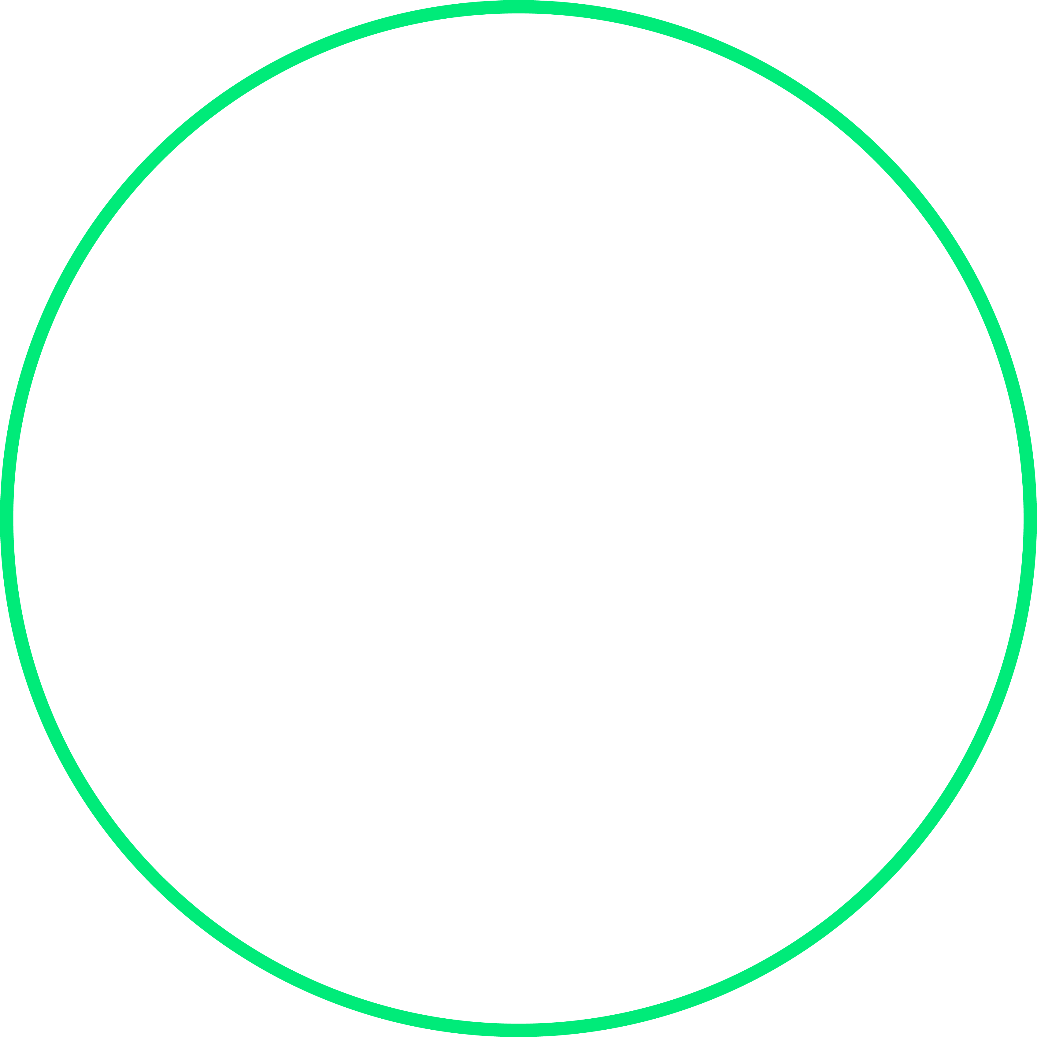 An outline of a bright green circle.