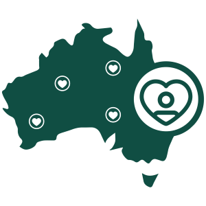 An icon of Australia showing profiles identified across the country