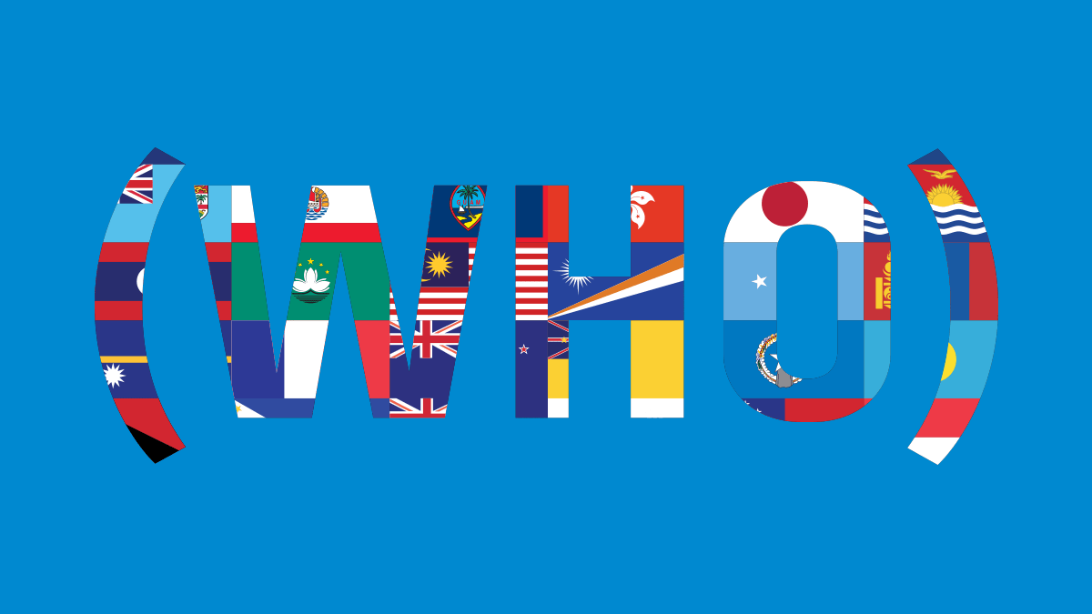 World flags spelling out WHO
