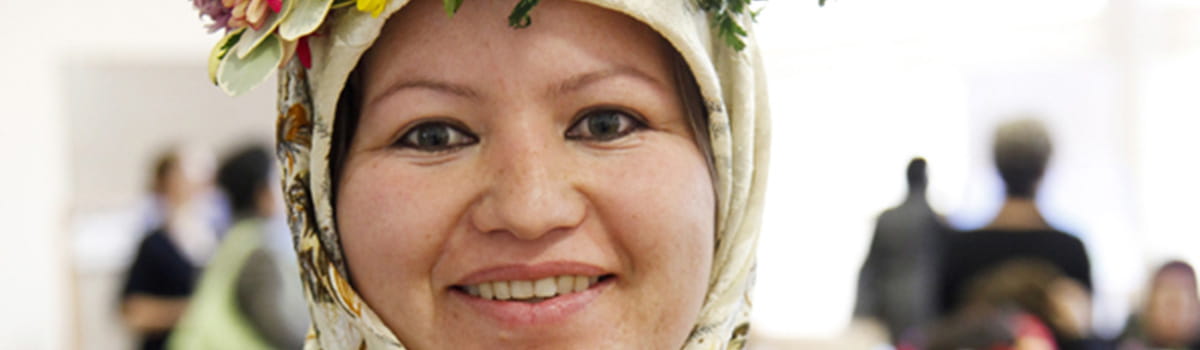 Close up of woman in cultural dress