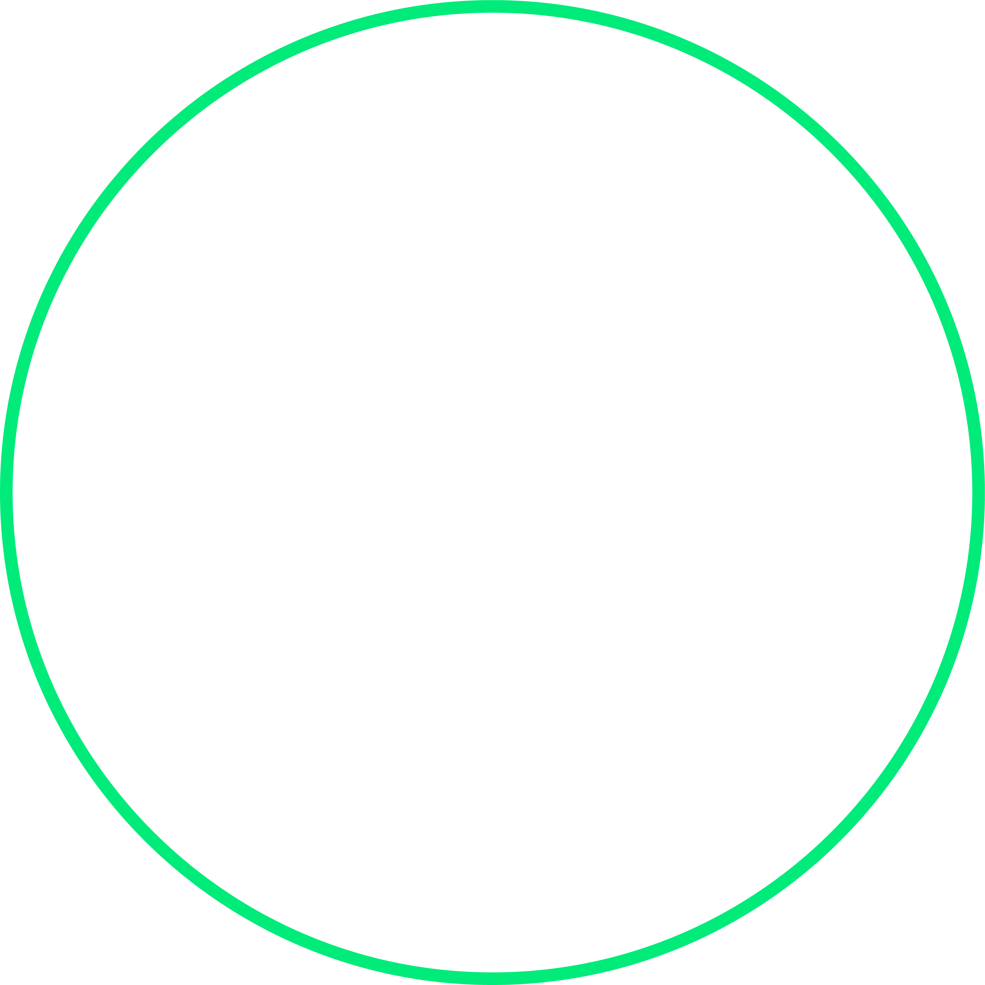 An outline of a bright green circle.