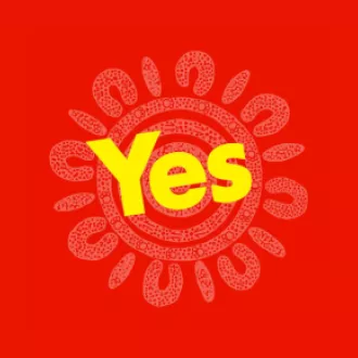 The word 'Yes' sits against a red background.