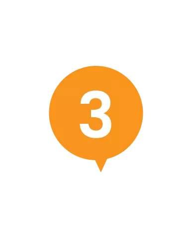 Orange speech bubble with the number '3' inside