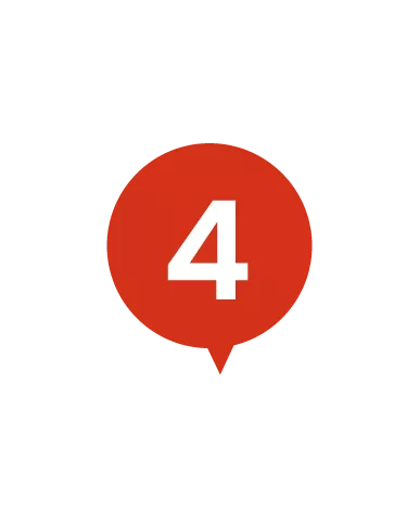 Red speech bubble with the number '4' inside