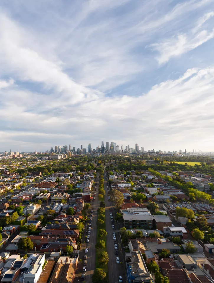 View of Melbourne from the suburbs