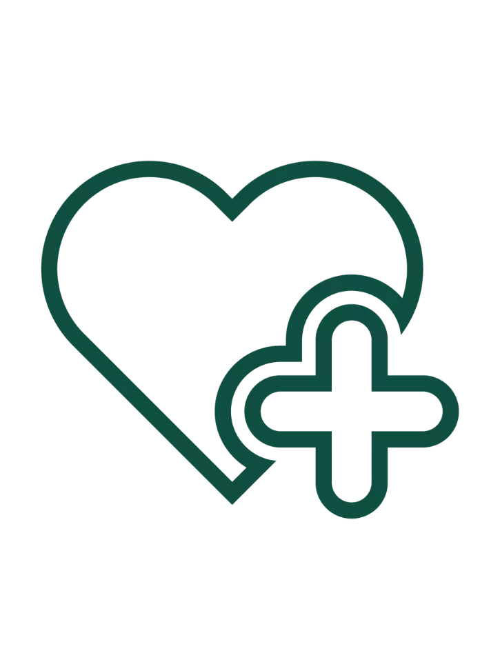 Heart and health plus icon